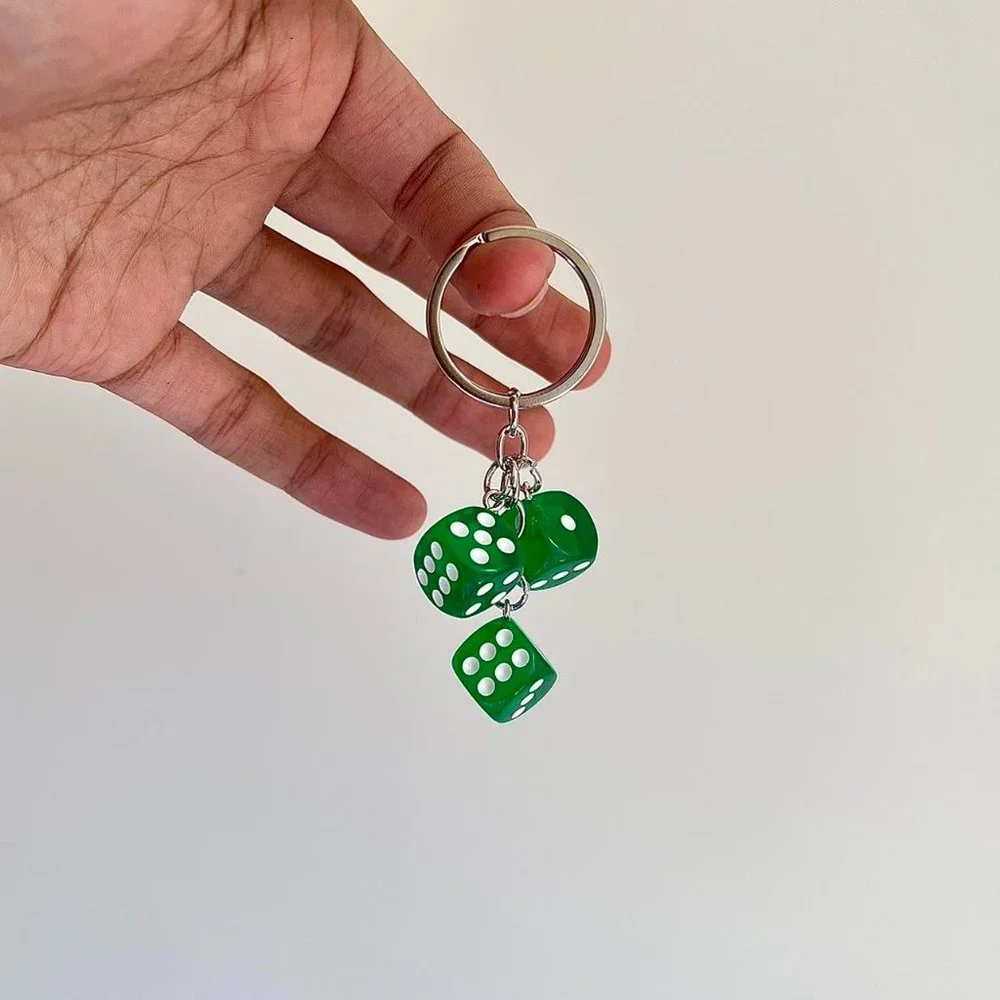 y2k 2000s green dice keyring for keychain